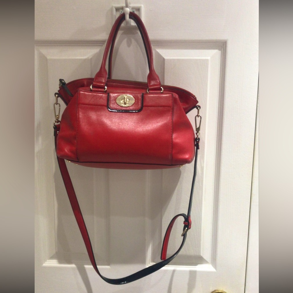 kate spade Red Leather Satchel with Detachable Strap and Gold Hardware